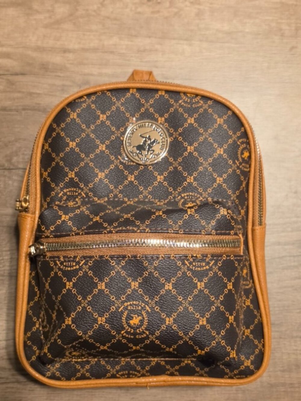 Brown Patterned Backpack - Beverly Hills Polo Club